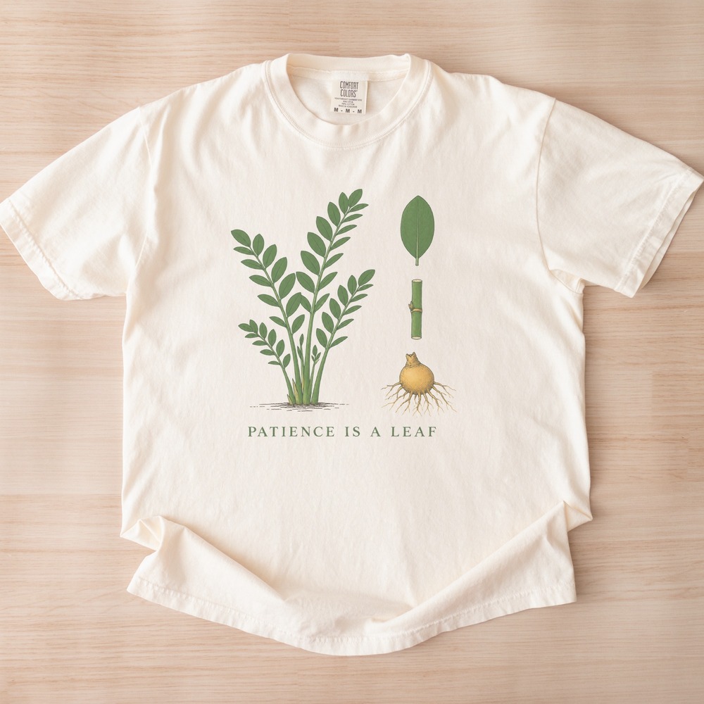 Patience Is a Leaf ZZ Plant Botanical Study Tee
